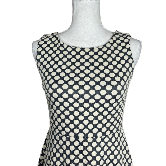 Talbots Grey & Cream Brocade Polka Dot Fit & Flare Dress Classic Versatile - Picture 3 of 9